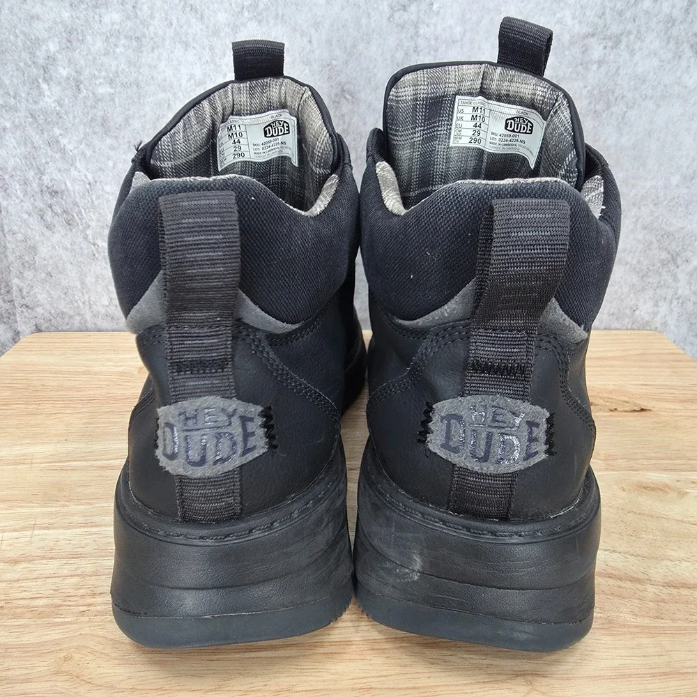 Hey Dude Tahoe Ankle Boots Mens 11 Black Classic Waterproof Sneakers 42059-001